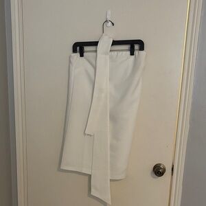 GREY LAB Strapless White Dress with Neck Scarf/Strap